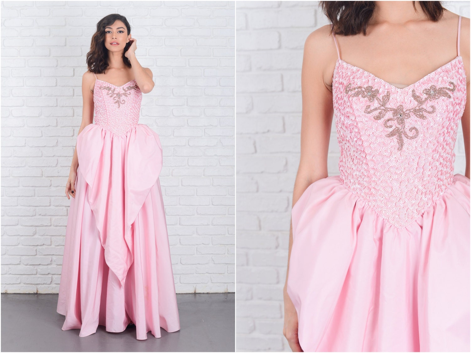 pink maxi sequin dress