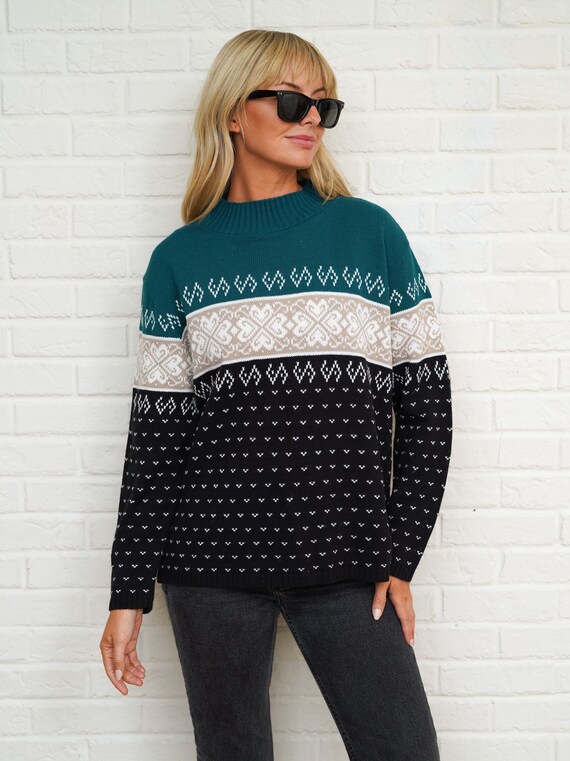 Vintage 90’s blue striped knit zip up sweater