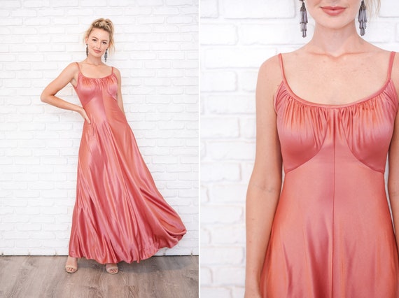 Vintage 70s Pink Maxi Dress Supermodel Maxi Full B