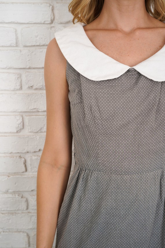 Vintage 60s Gray Mod Dress White Ruffle  Mini A L… - image 8