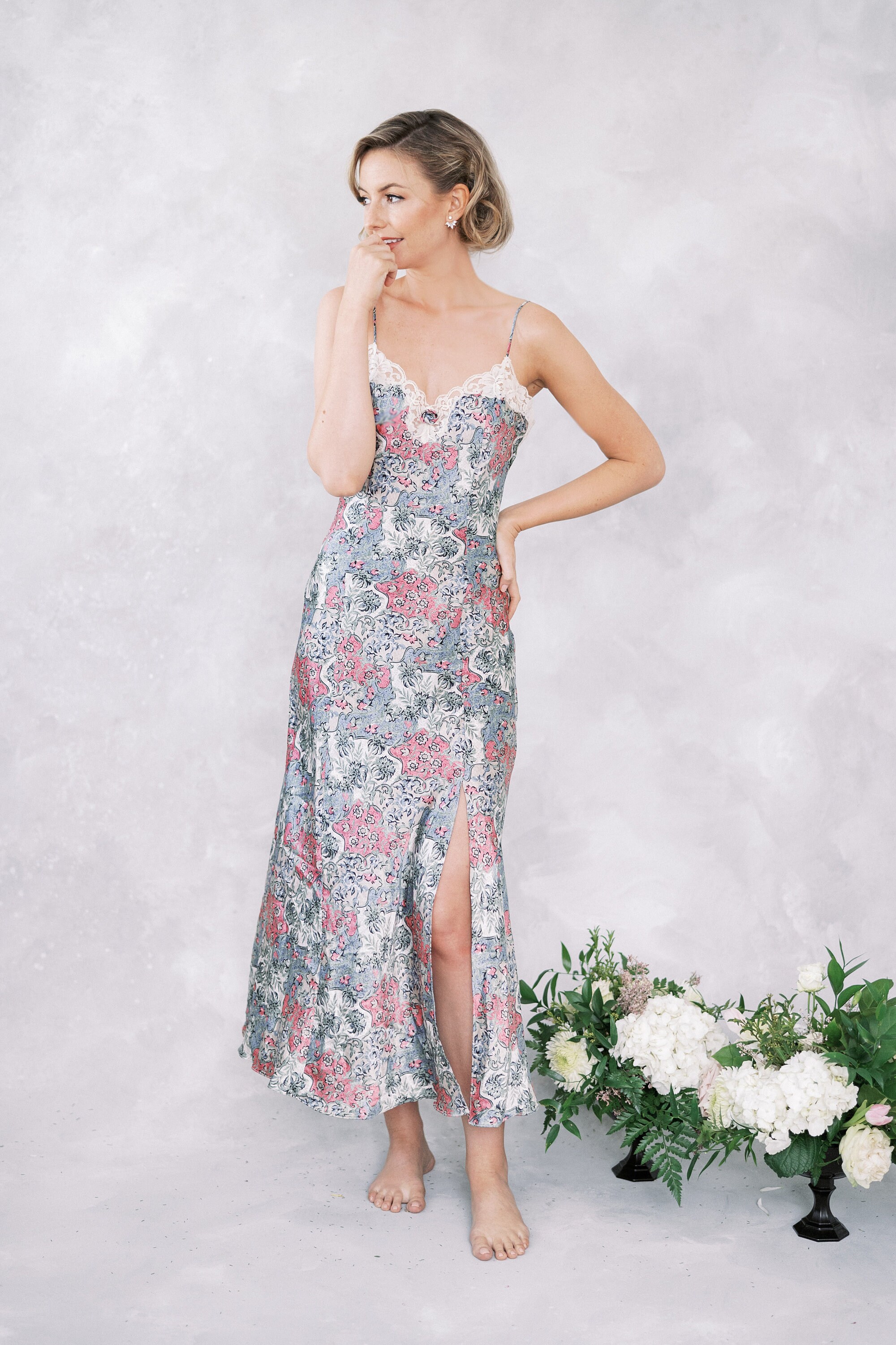 Vintage 90s Floral Satin Lingerie Nightgown Slip Dress Boudoir | Etsy