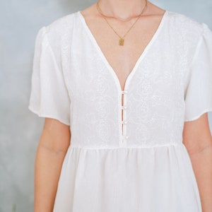 Vintage victoria secret cream babydoll nightgown slip dress mini lingerie bridal boudoir M image 8