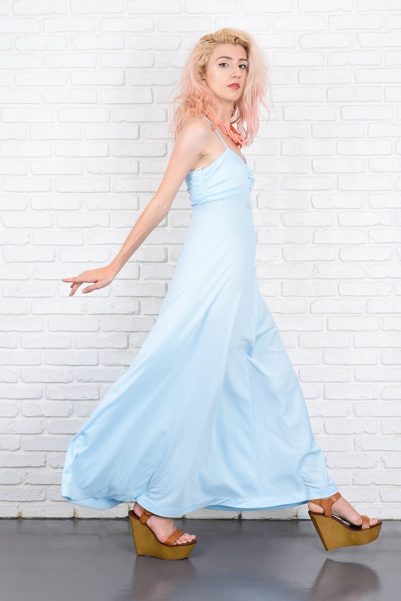 Iconic Cotton Early 70s Sky Blue Mini Dress