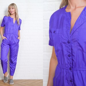 90s Jumpsuit Vintage Retro Button-down SlouchyMedium image 1