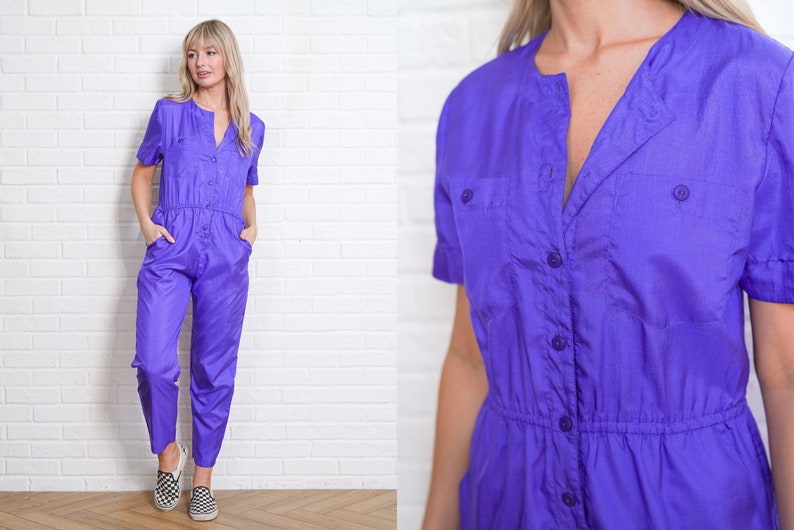 90s Jumpsuit Vintage Retro Button-down SlouchyMedium image 1