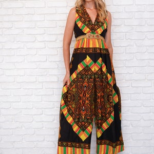 Vintage 70s Palazzo Jumpsuit Wide Leg Geo Ethnic Psychedelic - Etsy