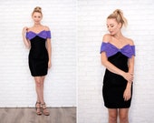 Vintage 90s Black Velvet Gunne Sax Dress Strapless Bow Off Shoulder pencil XS