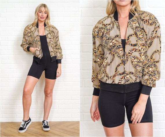 レビュー高評価の商品!の商品をすべて 90s Leopard Taupe Vintage Jacket Bomber Windbreaker Silk ジャケット・アウター