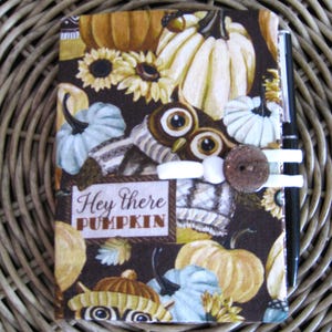Fabric Covered Mini Journal - Owls - With Pen