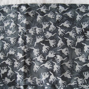 Batik Fabric - Halloween Cat - Black, Green/Gray - By the Half Yard