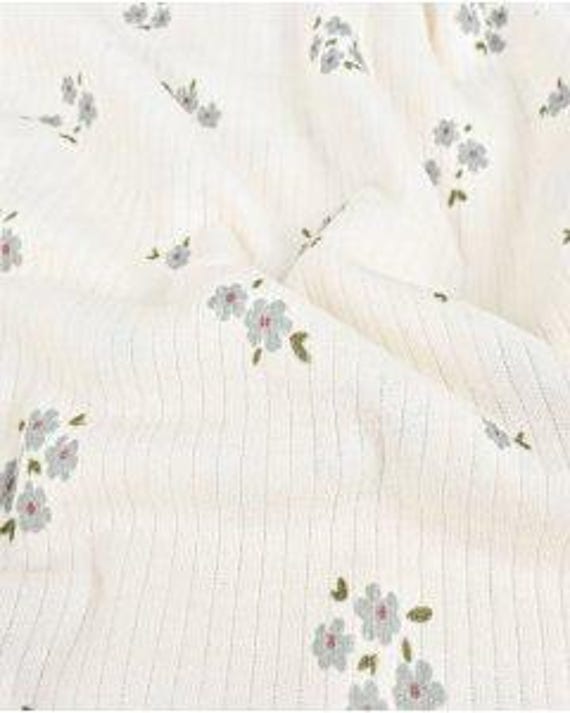 Flowers Dark Old Green Rib Knit Cotton | 2x2 Stretch Rib | Kids Sewing