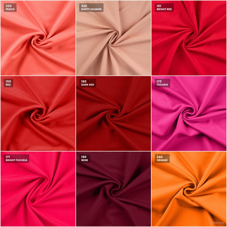 Sommersweat color chart: reds, fuchsia, and orange shades with codes