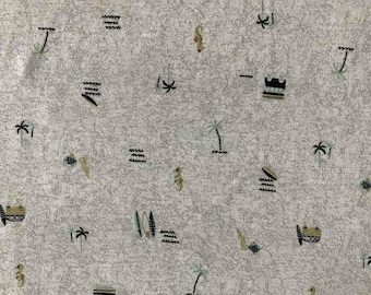 Beach Print Merino Wool Jersey | Danish Single Jersey Fabric by the Meter | Kids & Baby