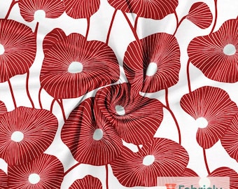 Graphic Poppy Red Cotton Jersey | Bold Floral Print | Women's Dressmaking Knit