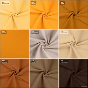 Rib cuff color chart: yellows and neutral shades with color codes