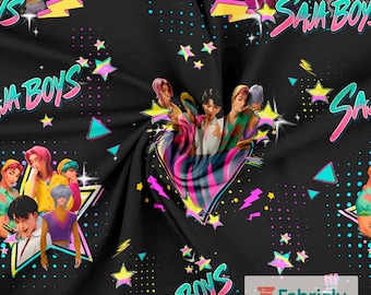 Jersey de algodón negro Saja Boys Vibe / Tela con estrellas y rayos / Ropa de calle para niños