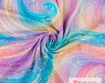 Pastel Marble Glitter Cotton Jersey  | Girls Fabric