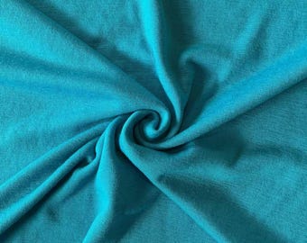 Petrol Blue Merino Wool Jersey | Danish Rib Knit Fabric by the Meter | Women