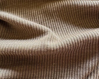 Tan Merino Wool Silk Jersey | Luxury Scandinavian Rib Knit | Cardigans Tops