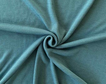 Aqua Merino Wool Silk Jersey | Danish Rib Knit Fabric by the Meter | Women