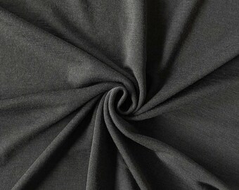 Asphalt Merino Wool Jersey | Danish Rib Knit Fabric by the Meter | Women