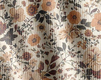 Blossom Meadow Beige Rib Jersey | Peach Daisy Floral Fabric | Girls Dresses Tops