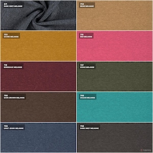 Rib cuff color chart: all melange colors with color codes