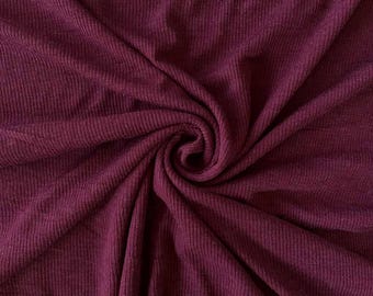 Bordeaux Melange Merino Wool Silk Jersey | Soft Rib Knit Fabric by the Meter | Dresses Knitwear