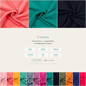 French terry unbrushed specs: 230gsm, 145cm, OEKO-TEX certified