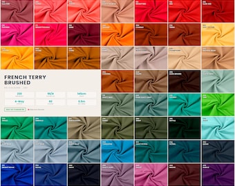 French Terry Brushed Fabric 60 Colors | Solid Color Stretch Knit by the Meter