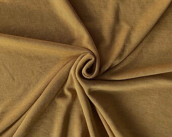 Ochre Merino Wool Jersey | Danish Rib Knit Fabric by the Meter | Women