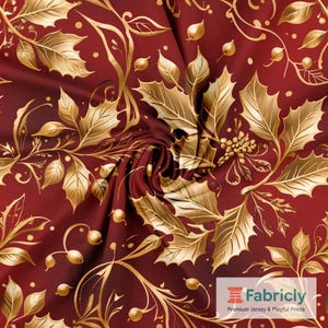 Weihnachtsgold - rot | Festlicher botanischer Stoff | Kleider, T-Shirts & Leggings