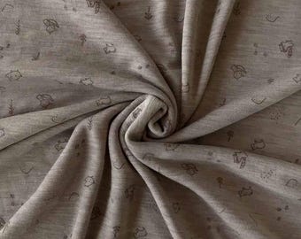 Woodland Animals Merino Wool Silk Jersey | Rib Knit Fabric by the Meter | Baby & Kids Clothing