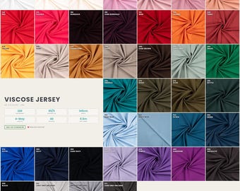 Viscose Jersey Fabric 40 Colors | Soft Stretch Solid Knit by the Meter