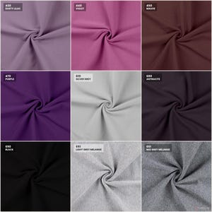 Rib cuff color chart: purples, greys, and black with color codes