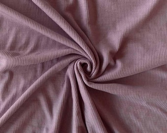 Dusty Rose Merino Wool Silk Jersey | Ribbed Stretch Knit Fabric by the Meter | Dressmaking