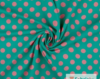 Teal Polka Party Blue Cotton Jersey | Polka Dot Fabric | Fun Tops And Dresses