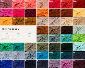 French Terry Unbrushed 64 Colors | Sommersweat Looped Back Fabric by the Meter