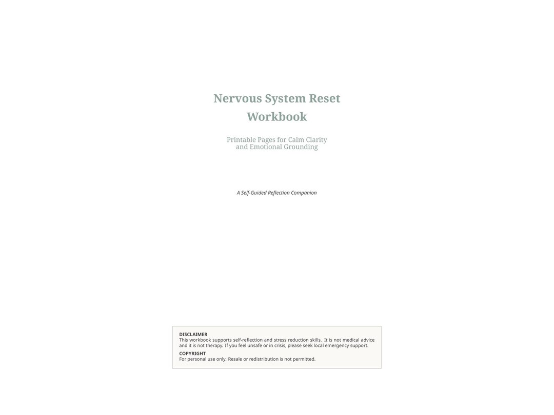 Nervous System Reset Workbook - Etsy
