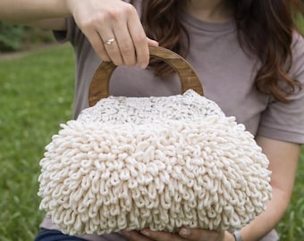 Patrón PDF de bolso de peluche de crochet esponjoso: bolso para principiantes