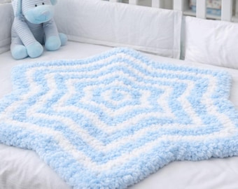 Patrón de crochet para manta de bebé con estrellas (PDF), manta Bernat Pipsqueak, suave y acogedora, ideal para principiantes, decoración infantil, regalo para bebé