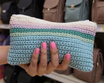 Patrón de crochet para bolso de rayas con cremallera (PDF): Cartera fácil para principiantes