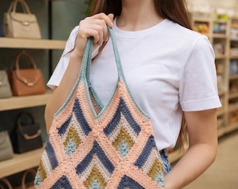 Patrón de crochet para bolso Bermuda Tote (PDF): bolso de verano para principiantes