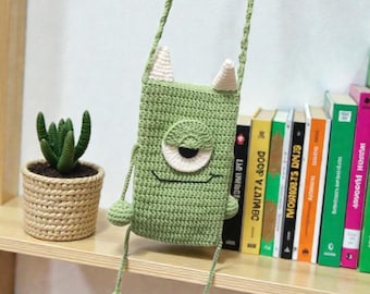 Patrón PDF de bolso de ganchillo monstruo, bonito bolso de mano hecho a mano, bolso de hombro de ganchillo fácil de hacer para principiantes