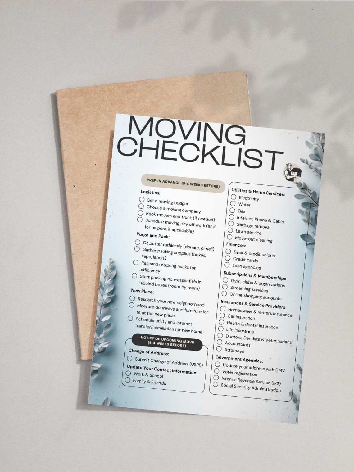 Moving Checklist & Planner Printable | Stress-free Move Organizer ...