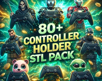80種類以上のコントローラーホルダーSTLパック、3Dプリント可能なゲーミングデスクスタンド、ゲーマーアクセサリー、STLおよび3MFファイル