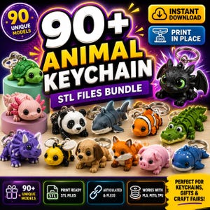 Paquete de más de 90 archivos STL de animales flexibles / Archivos de impresión 3D articulados / Juguetes imprimibles / Descarga instantánea / Uso comercial