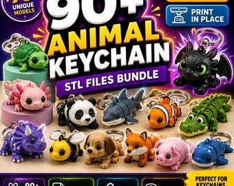 90+ Flexi Animals STL-paket | Ledade 3D-utskriftsfiler | Utskrivbara leksaker | Direktnedladdning | Kommersiellt bruk