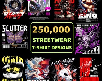 250,000 Streetwear PNG T-Shirt Designs, Hip Hop Urban Graphics (Digital Download)
