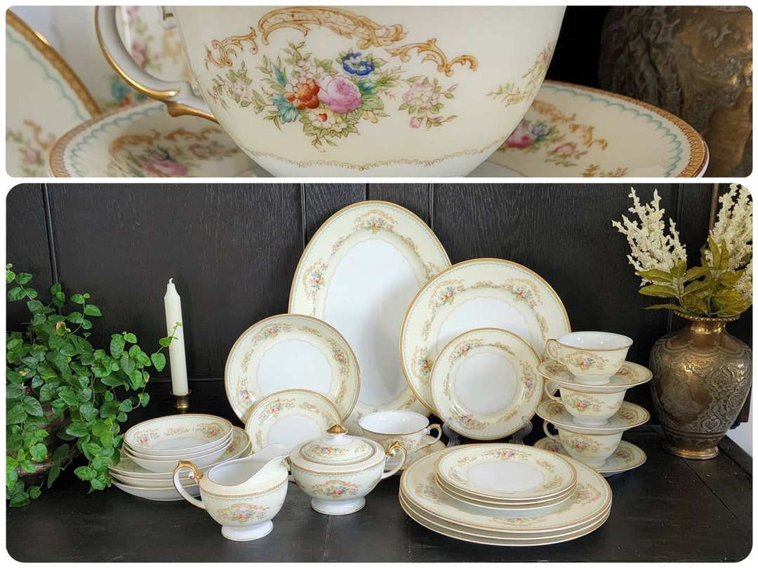 Vintage 27 Piece Meito China Dinnerware Set in Beverly Pattern Etsy